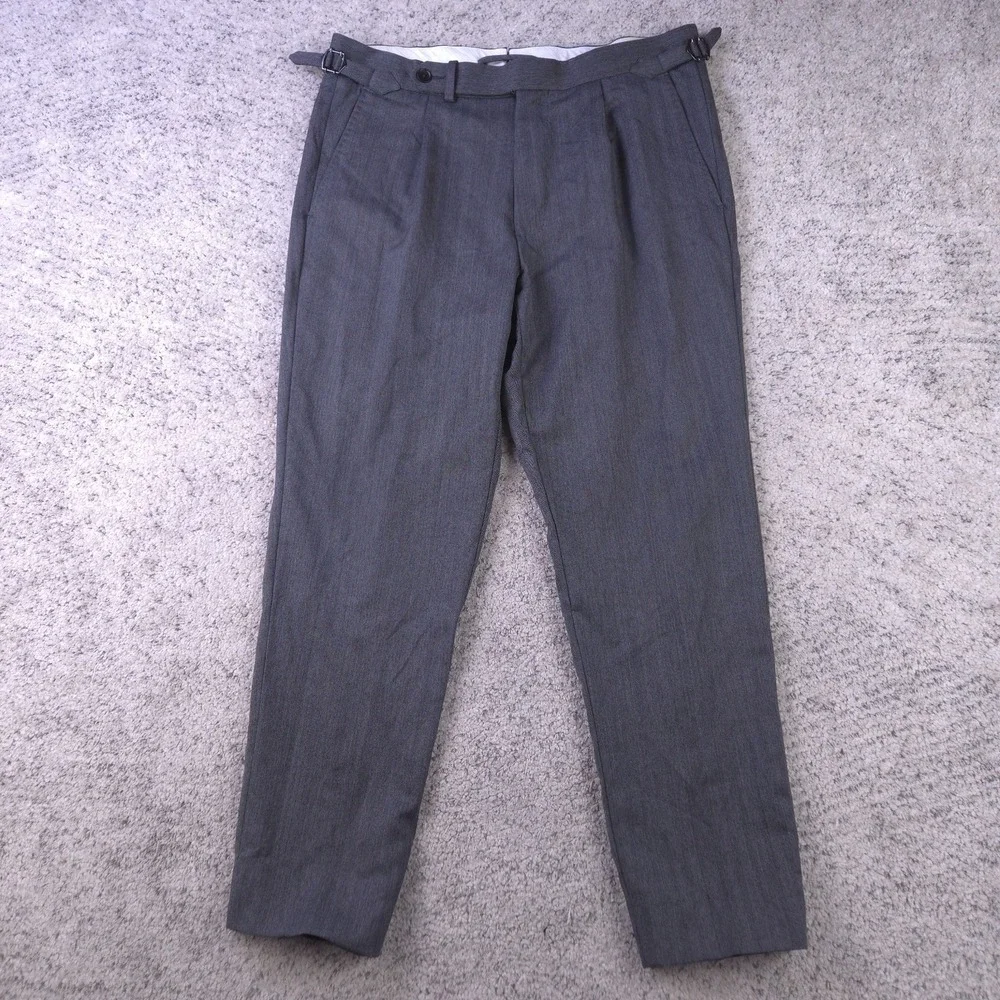 SuitSupply Pants Mens 32x26 Vigo ZC Wool Vitale Barberis Herringbone Buckle Gray